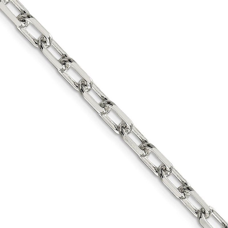 5.5mm Sterling Silver D/C Solid Elongated Cable Chain Necklace, 20 In